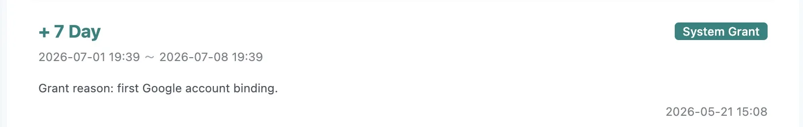 Pixel Flow PRO reward record for first Google account binding