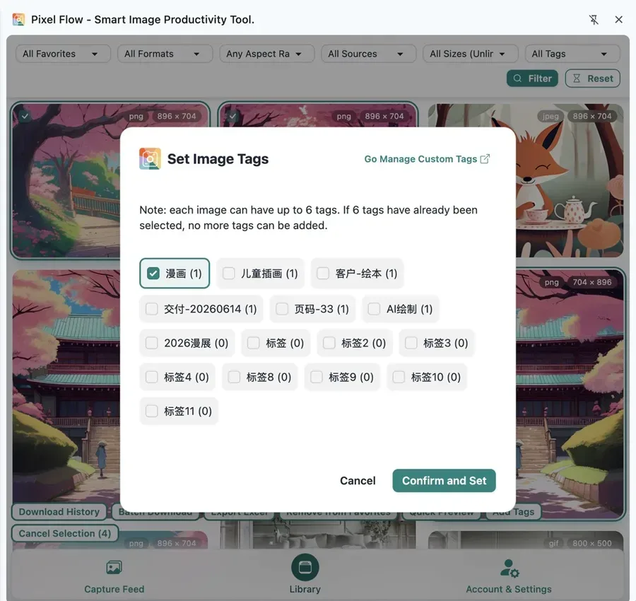 Pixel Flow batch-adds tags to candidate images