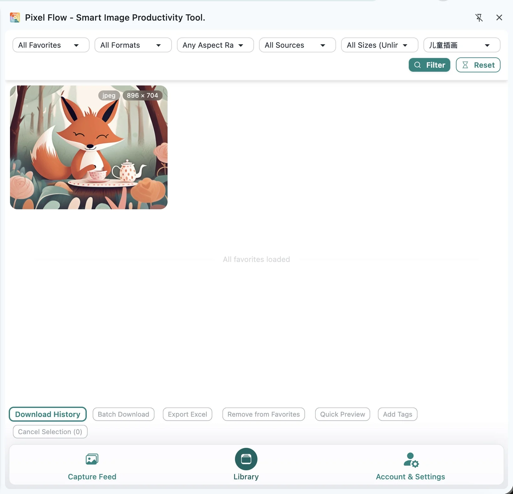 Pixel Flow filtering library images by tag